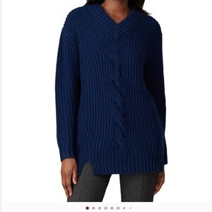 THAKOON V-Neck Chunky Cable Knit Pullover Sweater
